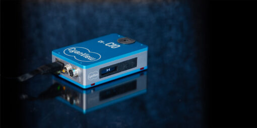 CyanView CIO product shot with a blue textured background